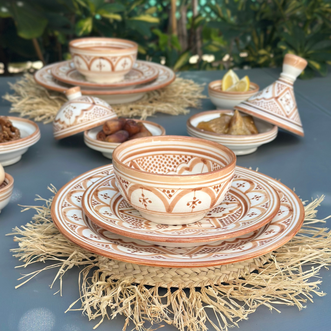 plats and bowls collection of Moroccan pottery from Fez,dishwasher and microwave safe