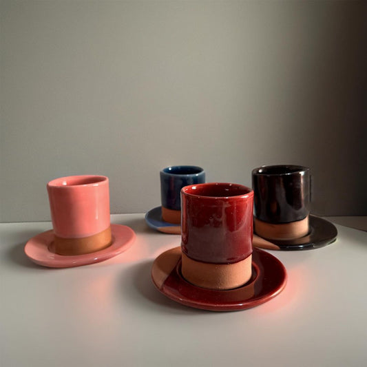 Coffee cups handmade pottery and hand painted fez pottery 6 coffee cups