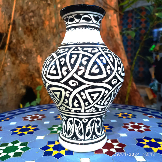 Moroccan ceramic vase, handmade and hand painted
