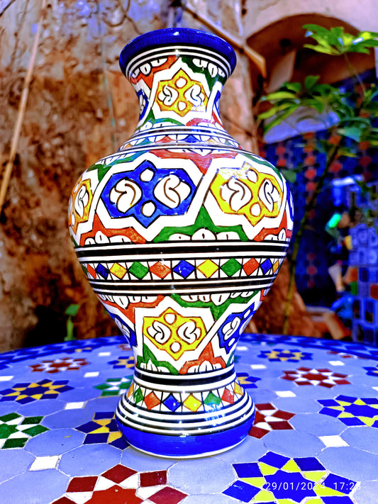 Moroccan ceramic vase, handmade and hand painted
