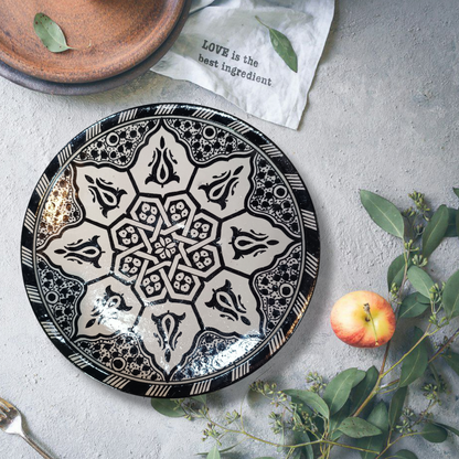 Black Moroccan fez pottery plates dishwasher and microwave safe