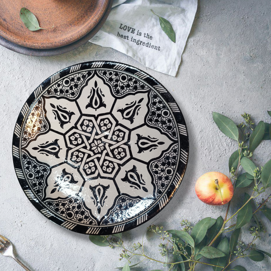 Black Moroccan fez pottery plates dishwasher and microwave safe