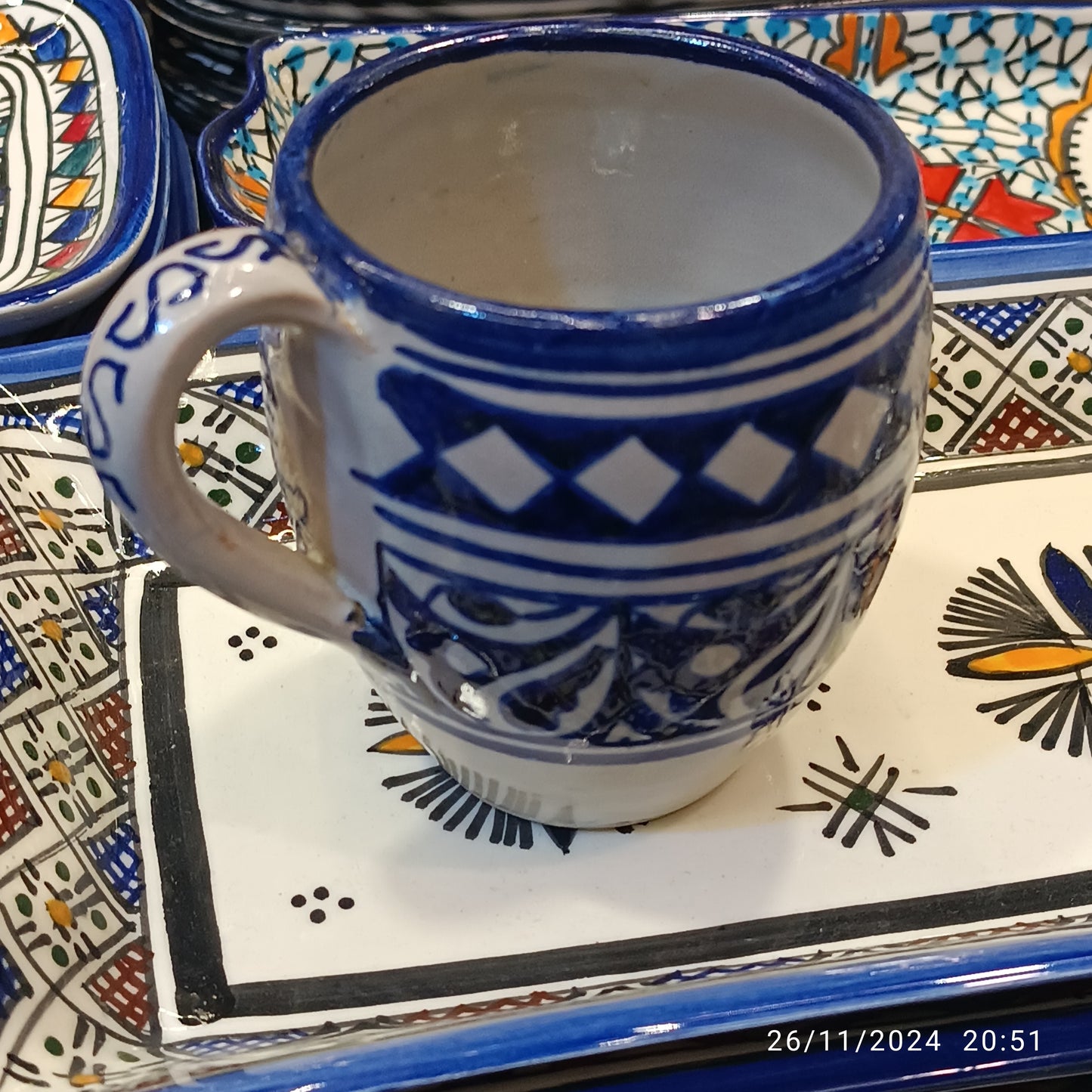 6 large mugs handmade and hand-painted old motif