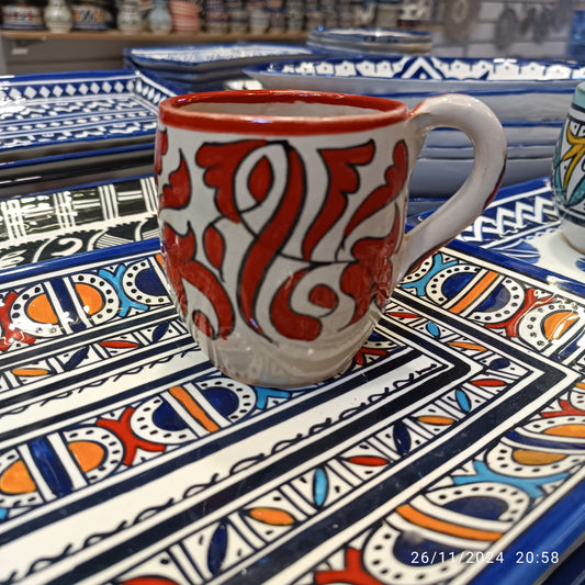 6 large mugs handmade and hand-painted old motif