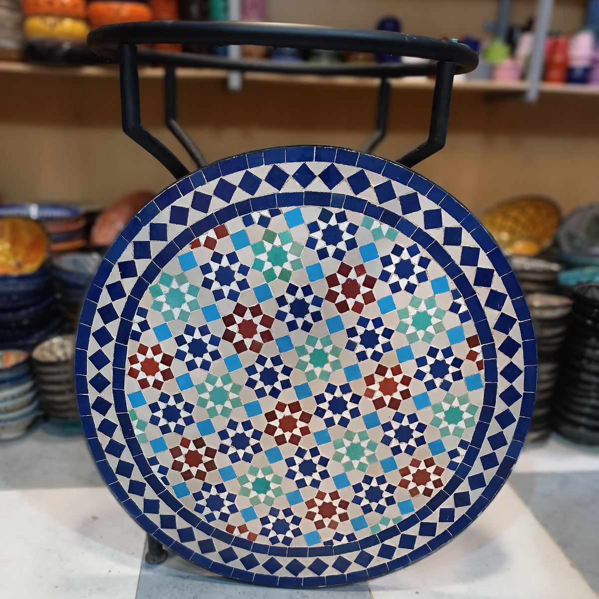 Handmade Moroccan Mosaic Table from Fez – Outdoor Zellige Patio & Garden Table