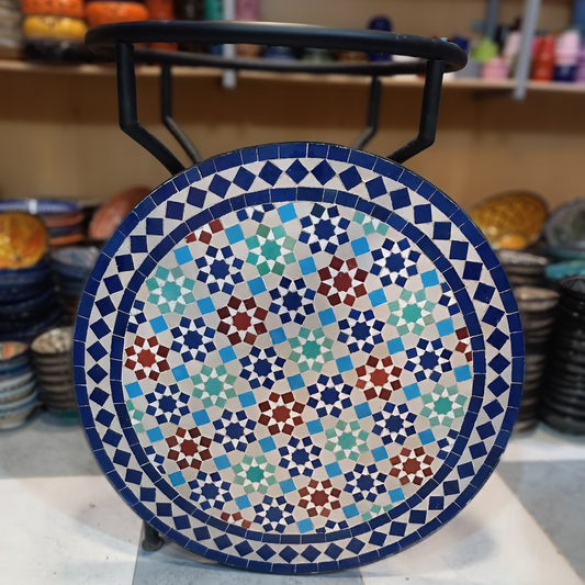 Handmade Moroccan Mosaic Table from Fez – Outdoor Zellige Patio & Garden Table