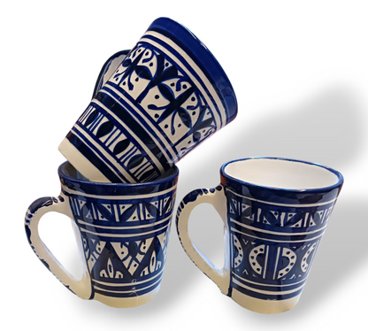 Set of 6 handmade and hand-painted Fes mugs / 6 large