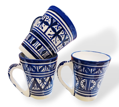 Set of 6 handmade and hand-painted Fes mugs / 6 large