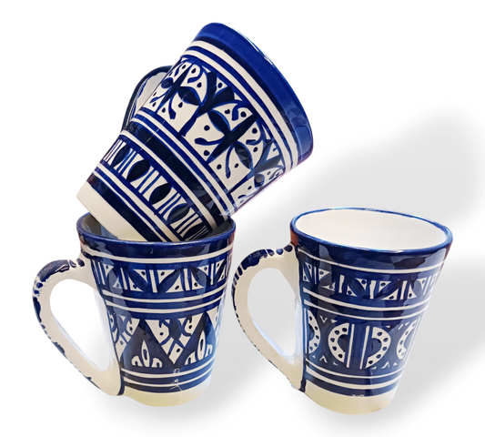 Set of 6 handmade and hand-painted Fes mugs / 6 large