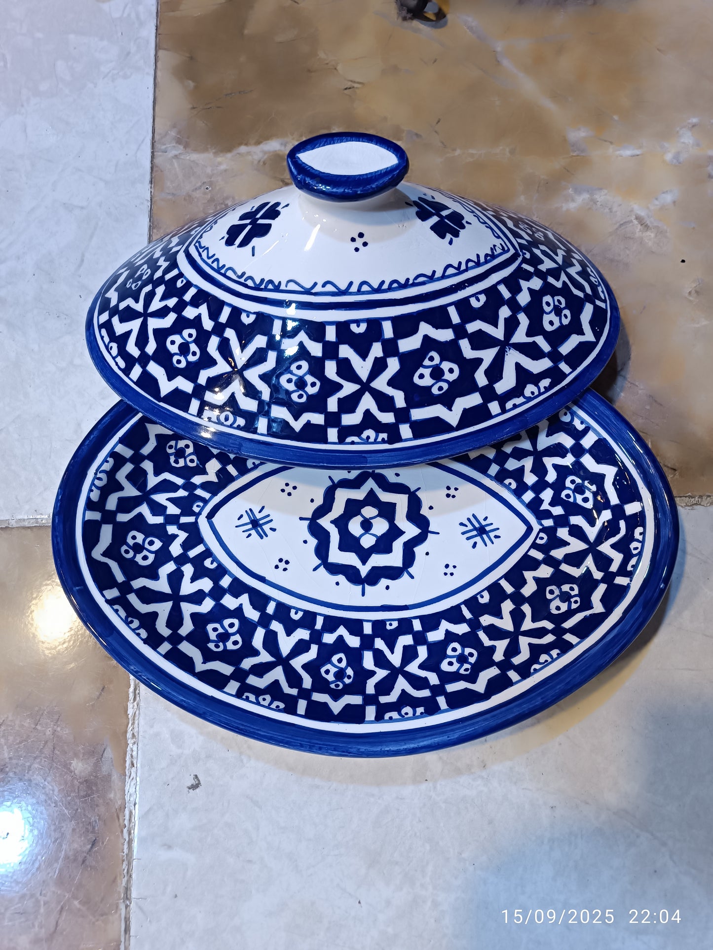 Handmade Moroccan Oval Tagine – Multicolor Fez Embroidery Design