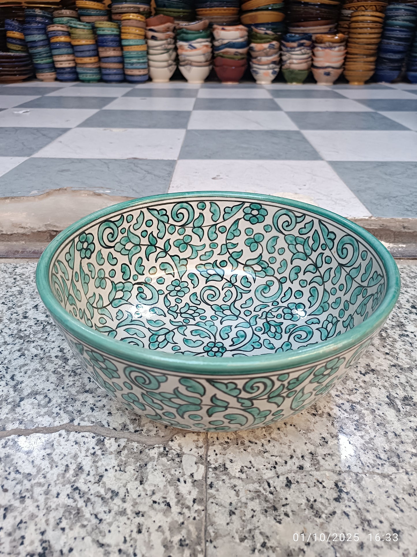 large salad bowl handmade and hand painted from Morocco width 30 cm