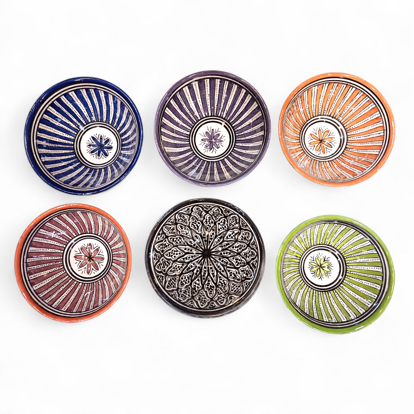Moroccan Ceramics  6 Bowls – 15 cm | Hand-Painted, Microwave & Dishwasher Safe