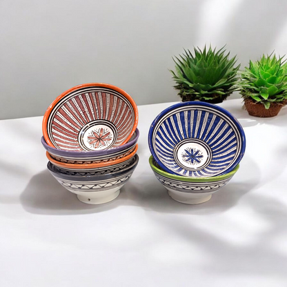 Moroccan Ceramics  6 Bowls – 15 cm | Hand-Painted, Microwave & Dishwasher Safe