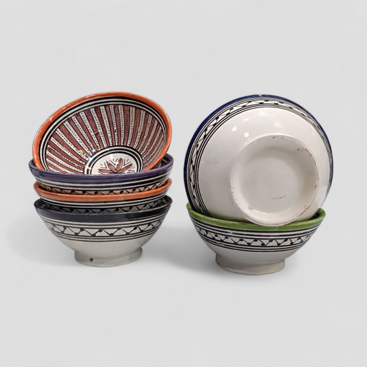 Moroccan Ceramics  6 Bowls – 15 cm | Hand-Painted, Microwave & Dishwasher Safe