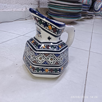 Handmade Fes Ceramic Carafe – 1 Liter Moroccan Pottery Pitcher (Copie) (Copie)