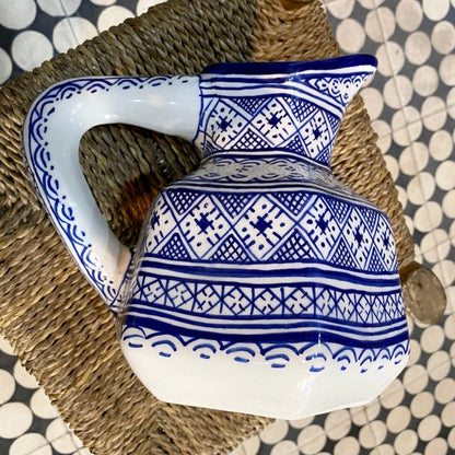 Handmade Fes Ceramic Carafe – 1 Liter Moroccan Pottery Pitcher (Copie) (Copie)