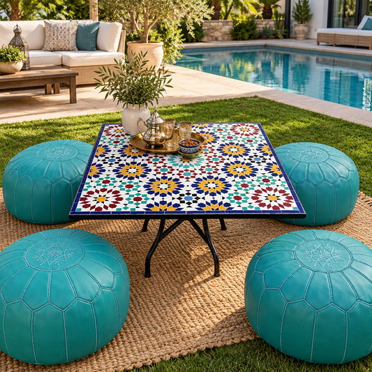 Handmade Moroccan Mosaic Table – Authentic Zellige Art