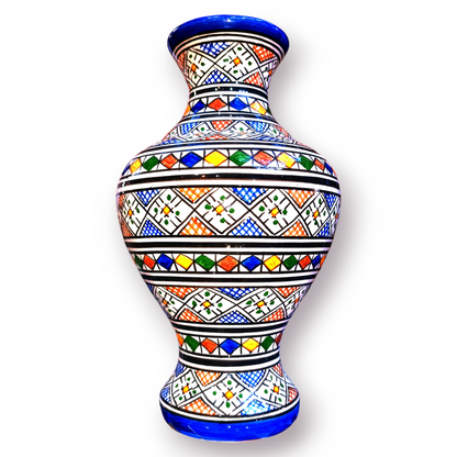 Moroccan ceramic vase, handmade and hand painted