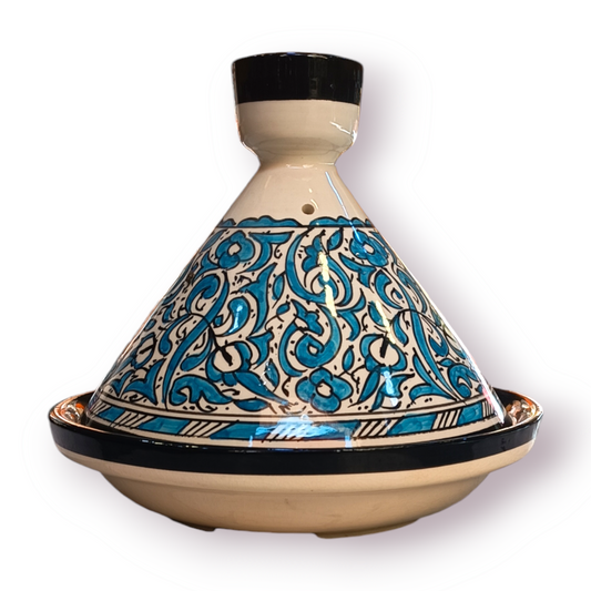 Handmade Moroccan Tagine Pot with Hand-Painted Floral Design – Authentic Ceramic Cooking Tagine