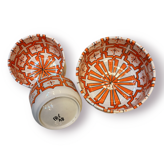 Moroccan fez pottery Ceramic Bowl Set – Hand-Painted Geometric Design