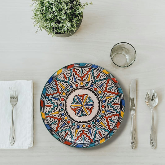 Handmade Moroccan Fes Pottery Plate – Hand-Painted Ceramic Plate