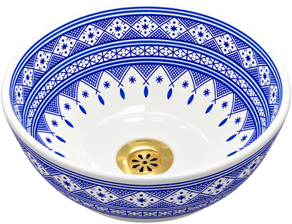 Handmade Moroccan Ceramic Vessel Sink – Traditional Fes Pottery Bathroom Vanity Sink