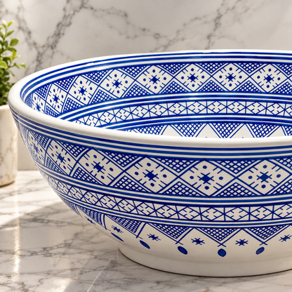 Handmade Moroccan Ceramic Vessel Sink – Traditional Fes Pottery Bathroom Vanity Sink
