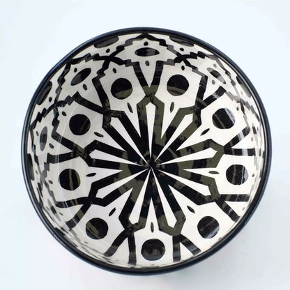 ceramic salad bowl White and black from Fez - Morocco - 4 different sized solid bowls