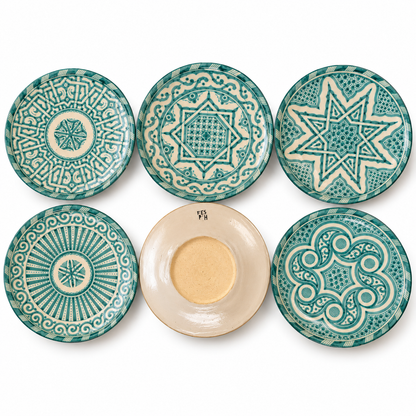 Handmade Moroccan Ceramic Plates & Decorative Wall Plates – Turquoise Geometric Design