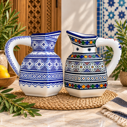 Handmade Fes Ceramic Carafe – 1 Liter Moroccan Pottery Pitcher (Copie) (Copie)