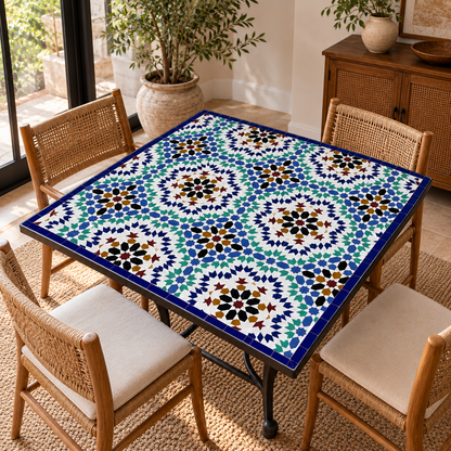 Moroccan Mosaic Table – Handmade Colorful Zellige Table from Fez