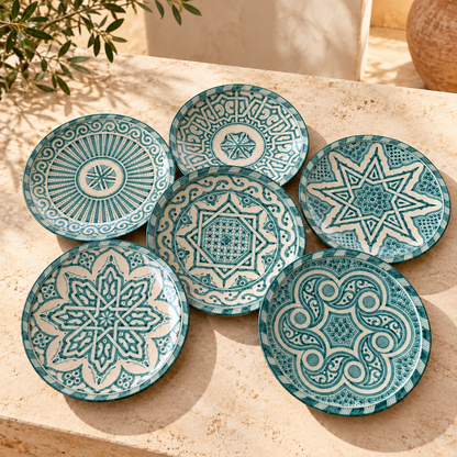 Handmade Moroccan Ceramic Plates & Decorative Wall Plates – Turquoise Geometric Design