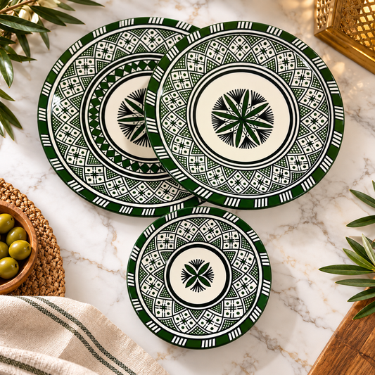 Moroccan Ceramic Plates hand painted 3 Dinner Plates