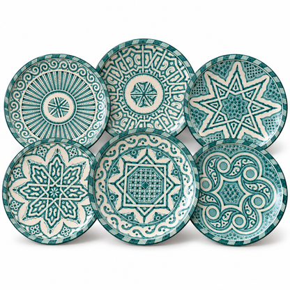 Handmade Moroccan Ceramic Plates & Decorative Wall Plates – Turquoise Geometric Design