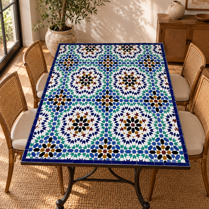Moroccan Mosaic Table – Handmade Colorful Zellige Table from Fez