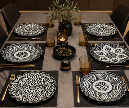 Black Moroccan fez pottery plates dishwasher and microwave safe