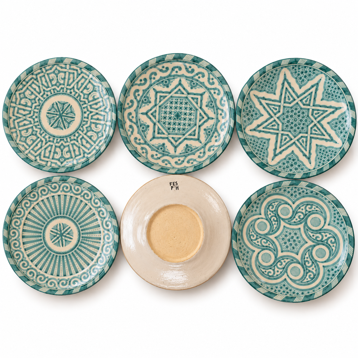 Handmade Moroccan Ceramic Plates & Decorative Wall Plates – Turquoise Geometric Design