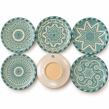 Handmade Moroccan Ceramic Plates & Decorative Wall Plates – Turquoise Geometric Design