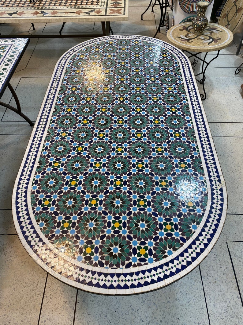 Handmade Moroccan fez Mosaic Table – Authentic Fez Zellige Design
