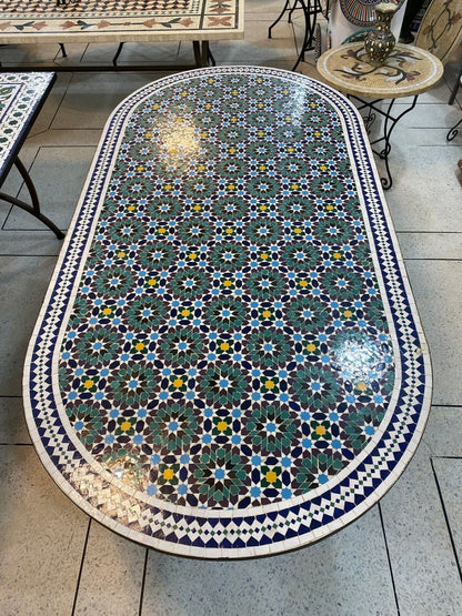 Handmade Moroccan fez Mosaic Table – Authentic Fez Zellige Design