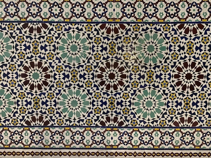 Handmade Moroccan Zellige Mosaic Table – Colorful Fassi Tile Outdoor Dining Table
