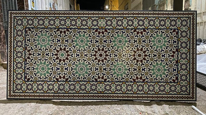 Handmade Moroccan Zellige Mosaic Table – Colorful Fassi Tile Outdoor Dining Table