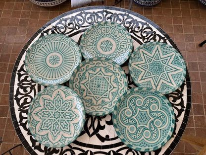 Handmade Moroccan Ceramic Plates & Decorative Wall Plates – Turquoise Geometric Design