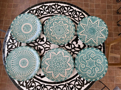 Handmade Moroccan Ceramic Plates & Decorative Wall Plates – Turquoise Geometric Design