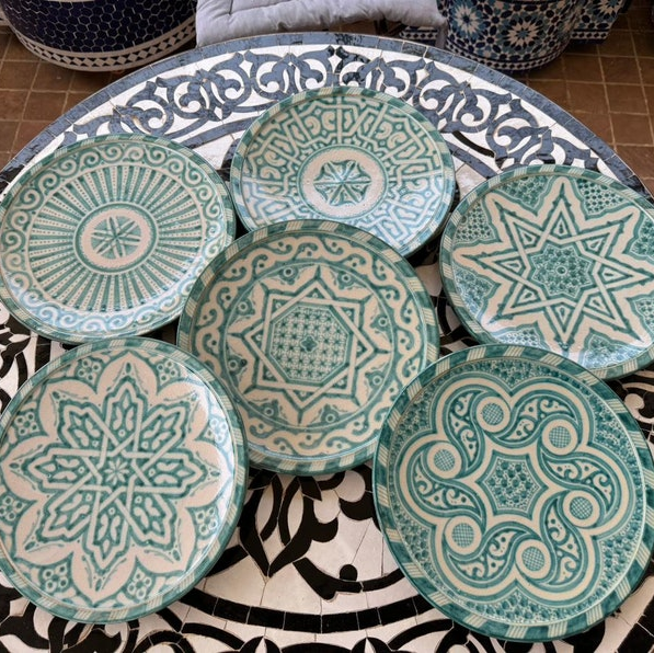 Handmade Moroccan Ceramic Plates & Decorative Wall Plates – Turquoise Geometric Design