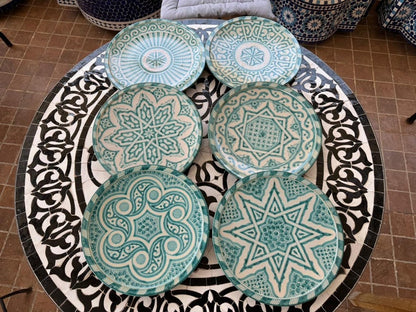 Handmade Moroccan Ceramic Plates & Decorative Wall Plates – Turquoise Geometric Design