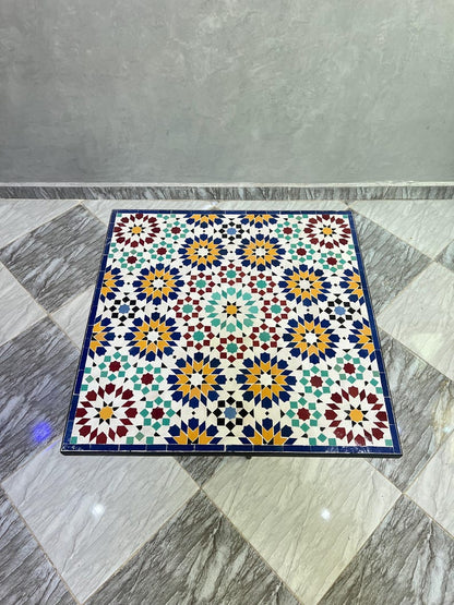 Handmade Moroccan Mosaic Table – Authentic Zellige Art