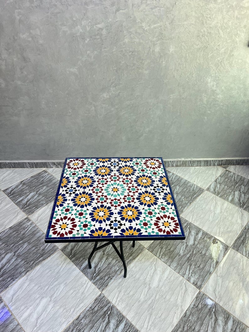 Handmade Moroccan Mosaic Table – Authentic Zellige Art