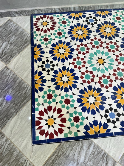 Handmade Moroccan Mosaic Table – Authentic Zellige Art