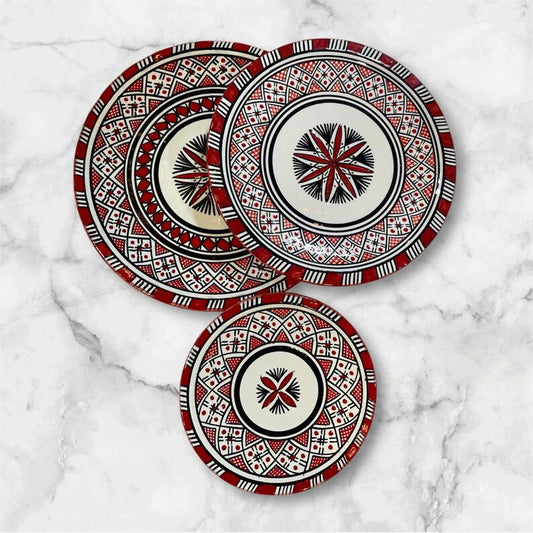 Moroccan Pottery Plates  hand painted  Ceramic 3 Dinner Plates
